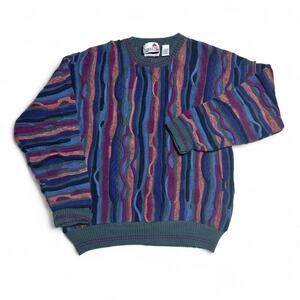 Florence Tricot Vintage 80s Multicolor 3d Cotton Knit Coogi Style Sweater Large